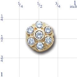 AC301 14K SLIDE WITH 7 BEZEL SET DIAMOND -PINWHEEL 